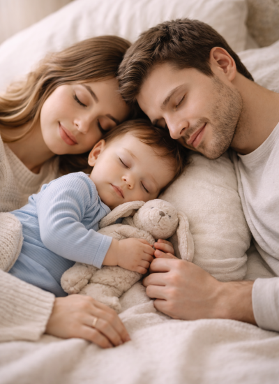 Familie kuschelt